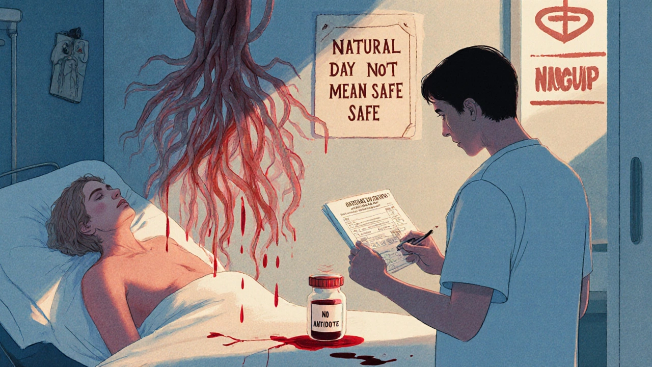 A doctor reviewing blood test results in an ER, while ghostly Danshen roots drip red droplets into a broken vial labeled 'No Antidote'.