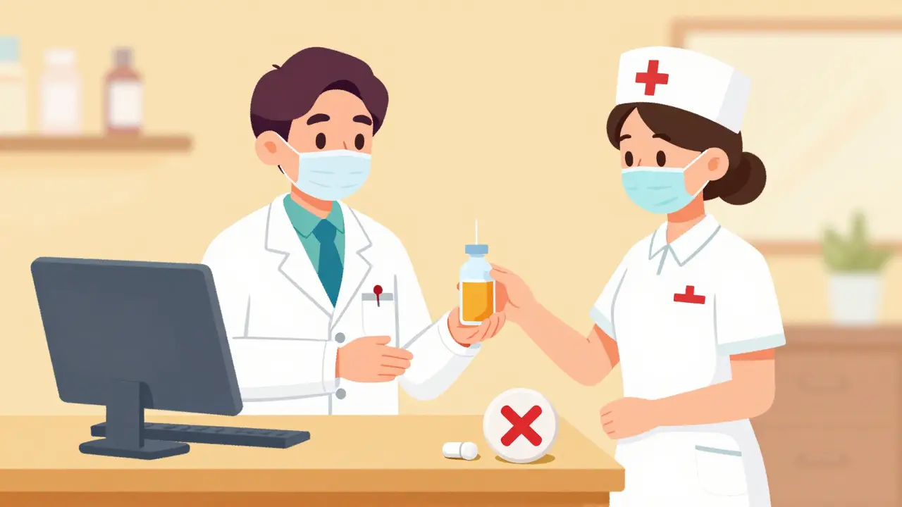 Pharmacist offering liquid medication instead of crushed pill